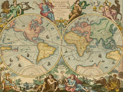 Mappe Monde ELWE 1792 Description du Globe Terrestre & Aquatique Amsterdam