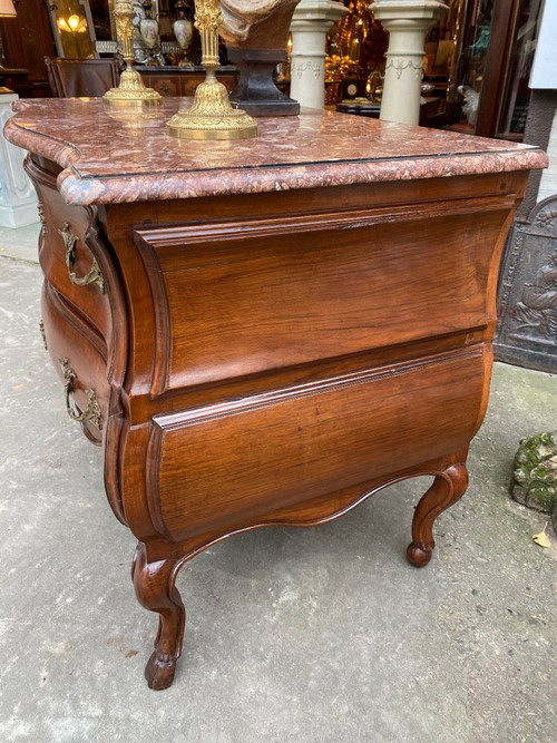 18th Century Louis XV Provencal Sauteuse Chest of Drawers, Colored Marble Top