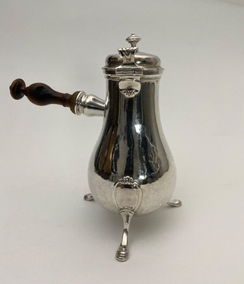 18th century silver tripod chocolate pot from the Farmers Generals