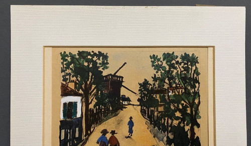 Gegengezeichnete Lithographie Maurice Utrillo Montmartre Moulin de la Galette