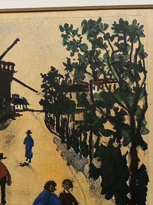 Gegengezeichnete Lithographie Maurice Utrillo Montmartre Moulin de la Galette