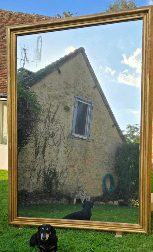 167 X 232 Cm, Très Grand Miroir Rectangle Louis Philippe, Feuille d'Or, Glace Mercure