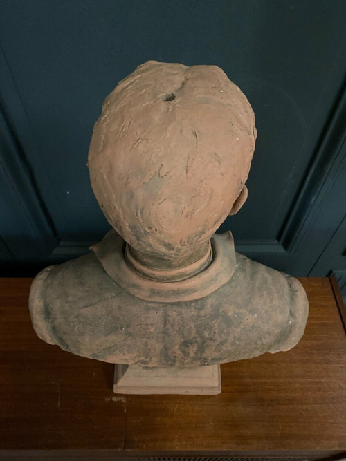 Terracotta bust by Aragon 1887 young man in frock coat