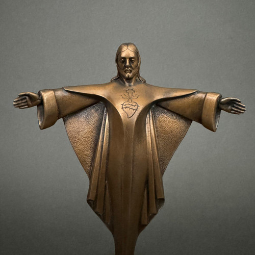 Cristo in bronzo 1930 di J. Dorlia patina di cioccolato