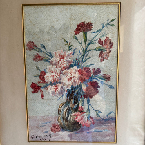 Aquarell auf Papier Stillleben Blumenstrauß von Beutizzy 1907