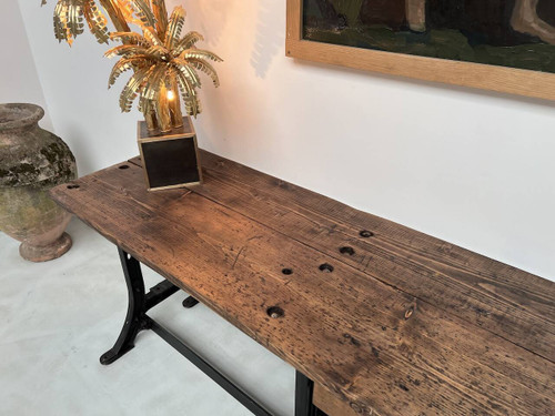 Old workbench with cast iron base, 1950s