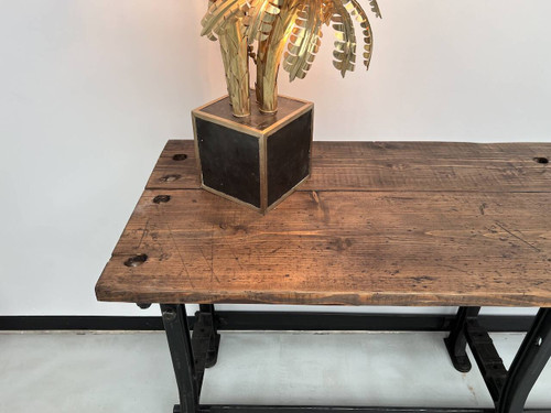 Old workbench with cast iron base, 1950s