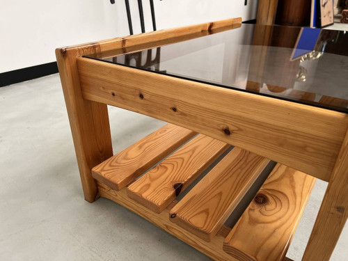 80s pine coffee table