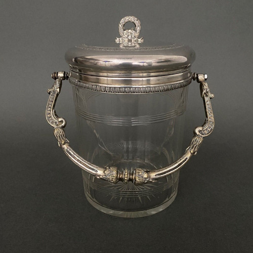 1900 cookie bucket in cut crystal and silver-plated metal