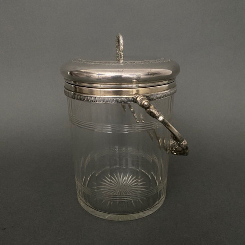 1900 cookie bucket in cut crystal and silver-plated metal