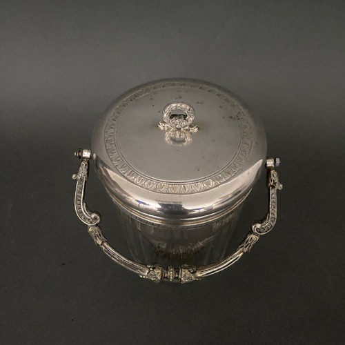 1900 cookie bucket in cut crystal and silver-plated metal