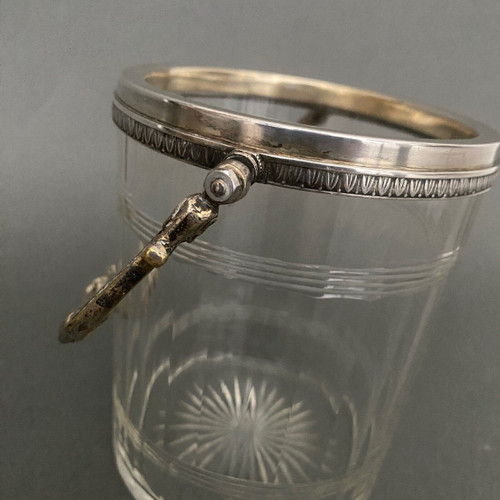 1900 cookie bucket in cut crystal and silver-plated metal