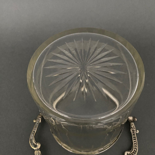 1900 cookie bucket in cut crystal and silver-plated metal