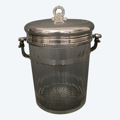 1900 cookie bucket in cut crystal and silver-plated metal