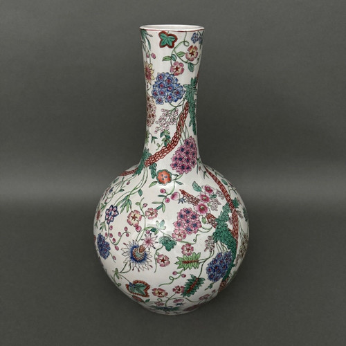 Europäische Vase im chinesischen Stil, Pflanzendekoration, Kürbisform, Anfang des 20. Jahrhunderts