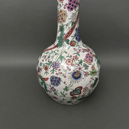 Europäische Vase im chinesischen Stil, Pflanzendekoration, Kürbisform, Anfang des 20. Jahrhunderts