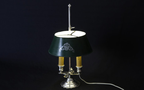 Lampada Bouillotte in bronzo argentato del XIX secolo