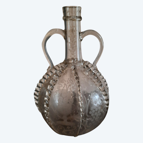 17/18th century blown glass bottle/carafe with handles