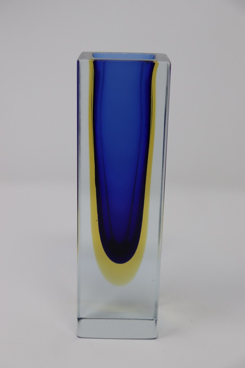 Vaso piccolo blu di Flavio Poli per Seguso, anni '70