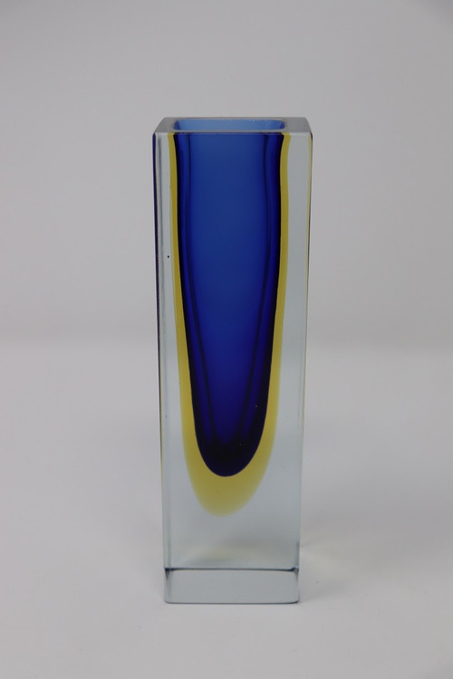 Vaso piccolo blu di Flavio Poli per Seguso, anni '70