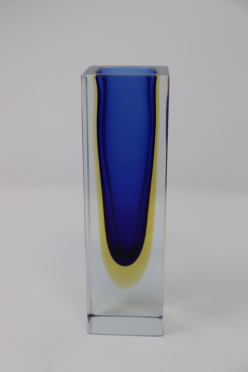 Vaso piccolo blu di Flavio Poli per Seguso, anni '70