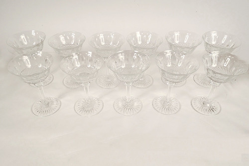 11 Saint-Louis Crystal Champagne Glasses Tommy Model 20th Century