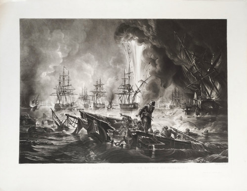 Etching Battle Of Navarino Engraving By Reynolds And Sixdeniers After Langlois 19th C Old Print