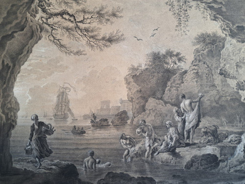 Suiveur De Joseph Vernet (1714-1789), Les Baigneuses, Dessin