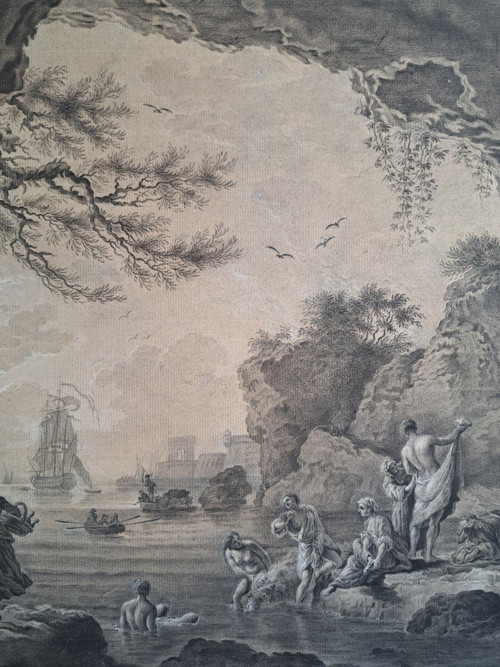 Suiveur De Joseph Vernet (1714-1789), Les Baigneuses, Dessin