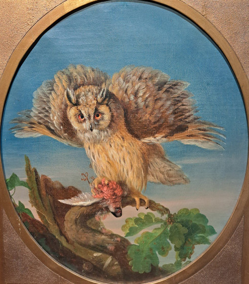 Suiveur De Jean Jacques Bachelier (1724-1806), Le Hibou Et Sa Proie, Huile