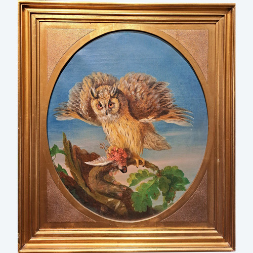 Suiveur De Jean Jacques Bachelier (1724-1806), Le Hibou Et Sa Proie, Huile