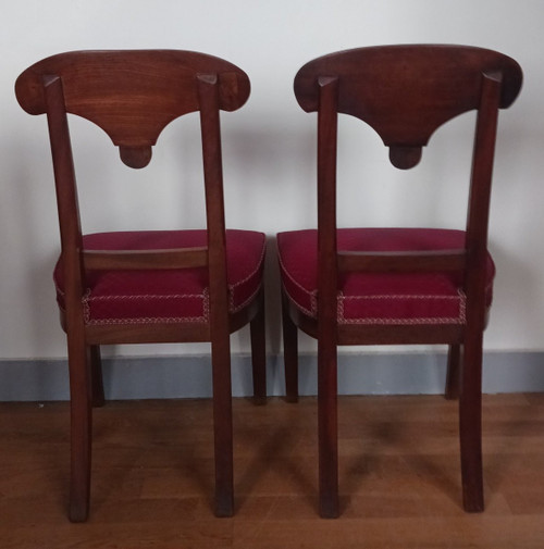 Paris, Empire period - pair of pelta chairs - mahogany and horsehair fabric