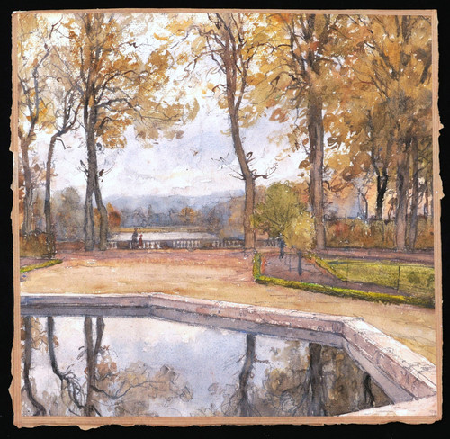 FRENCH SCHOOL circa 1890-1900, attributed to Henri ZUBER, View of the Parc de Saint-Cloud