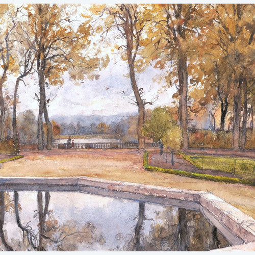 FRENCH SCHOOL circa 1890-1900, attributed to Henri ZUBER, View of the Parc de Saint-Cloud