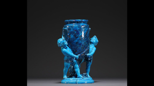 Felix Optat Miletus (1838-1911), Urn Vase with Putti