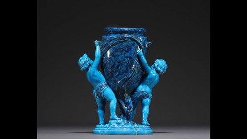 Felix Optat Miletus (1838-1911), Urn Vase with Putti