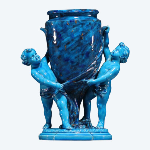 Felix Optat Miletus (1838-1911), Urn Vase with Putti