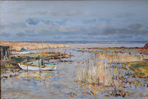 Jean Rigaud (1912-1999) - Le Port De By (médoc) - Grand Format