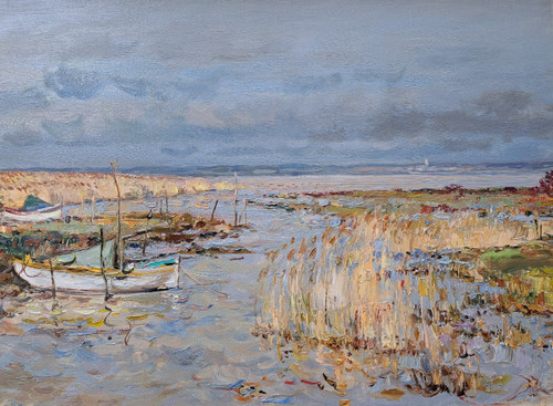 Jean Rigaud (1912-1999) - Le Port De By (médoc) - Grand Format