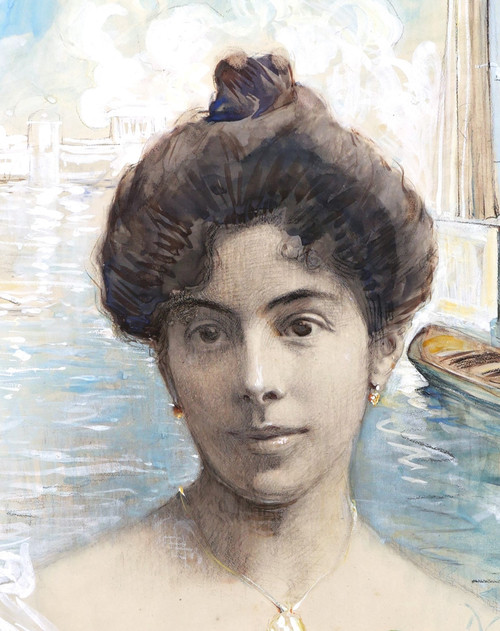 FRENCH SCHOOL, 1905, Portrait of a woman in an idealized antique setting