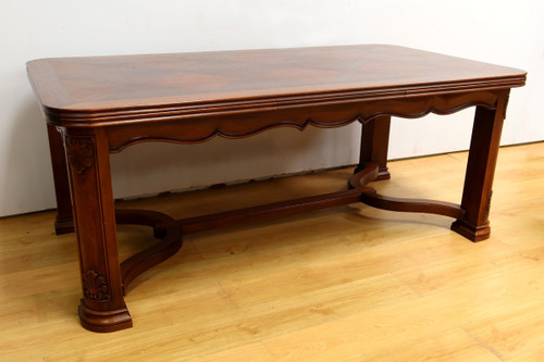 Mahogany extending table, 8 to 14 place settings, Louis XIV style - 1960