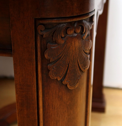 Mahogany extending table, 8 to 14 place settings, Louis XIV style - 1960