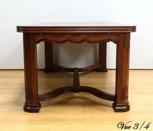 Mahogany extending table, 8 to 14 place settings, Louis XIV style - 1960