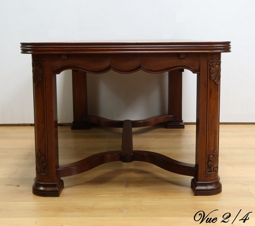 Mahogany extending table, 8 to 14 place settings, Louis XIV style - 1960