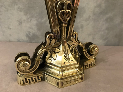 Antique bronze and brass fan-shaped mantelpiece from the late 19th century