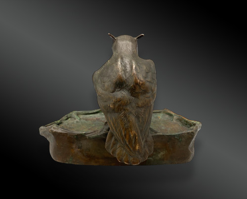 Paul JOUVE (1878-1973) Encrier au hibou - Bronze