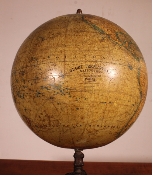 Terrestrial Globe By J.lebègue & Cie Paris Circa 1890