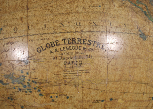 Terrestrial Globe By J.lebègue & Cie Paris Circa 1890