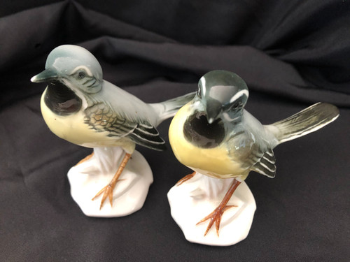 Couple d'oiseaux en porcelaine de Saxe par Karl Ens fin XIX siècle 