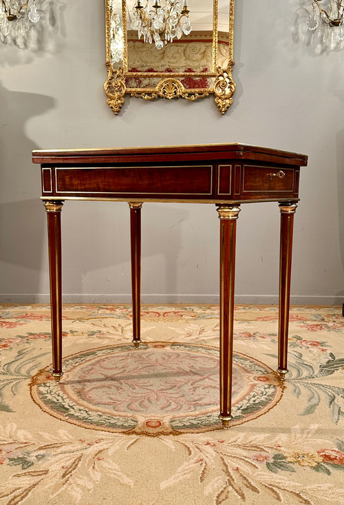 Louis XVI Style Mahogany Game Table Napoleon III Period